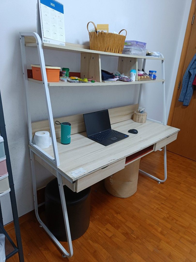 Study table or computer desk with book shelf Small study organizer white pine drawer organizer Ikea alex home office books kids adult big student