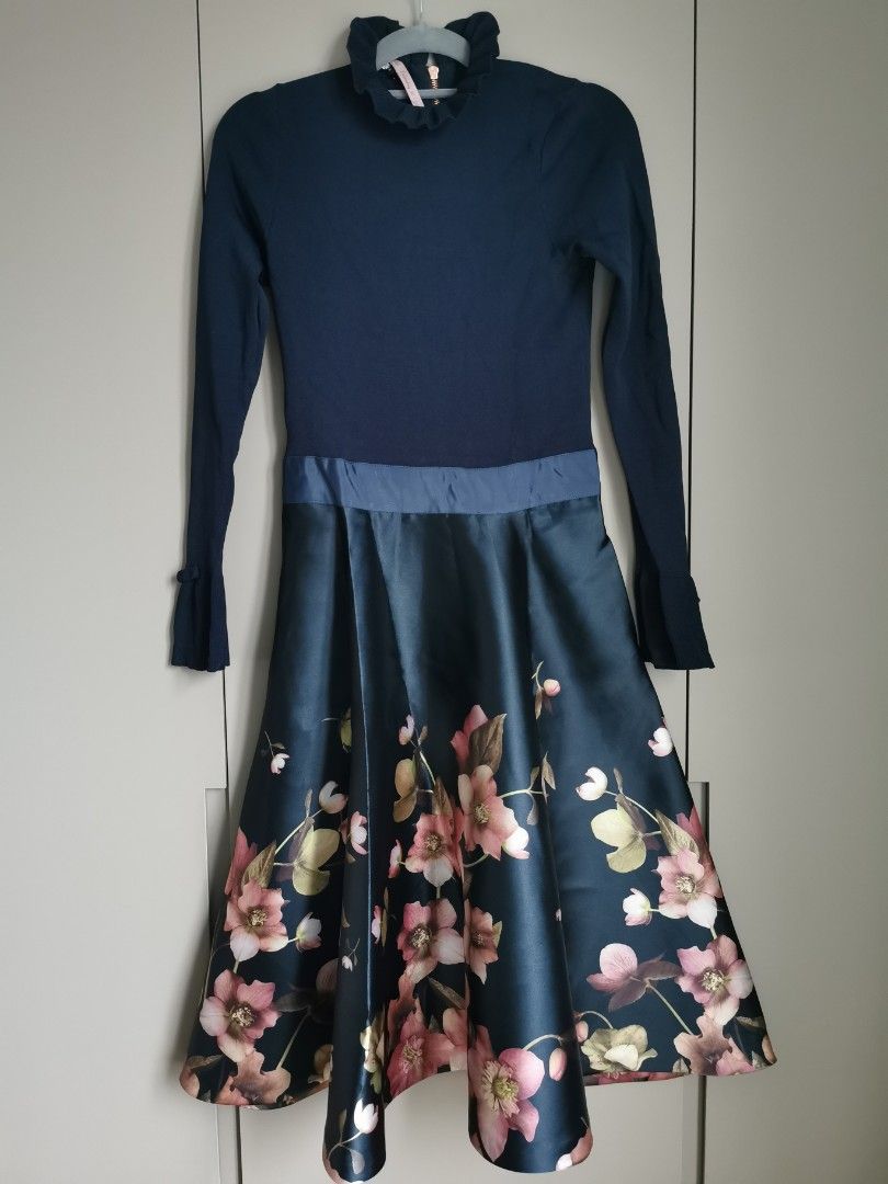 Ted baker black dress with flowers sales