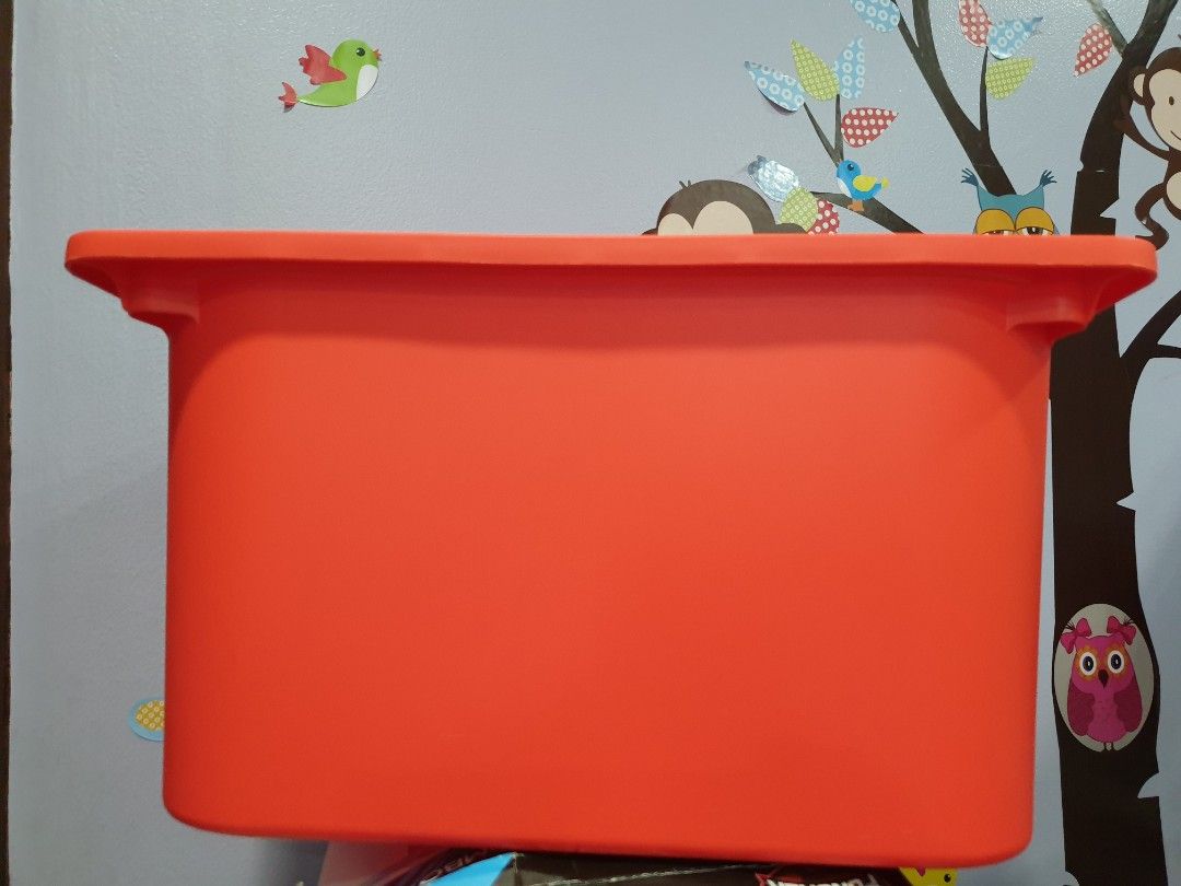 trofast storage box (Category: Storage Boxes & Baskets) located in Manila. Submitted by induljenceco (Listing ID 1212446566, Image 1). Description: without lid color red orange.