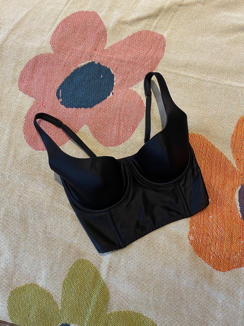 Victoria Secret Black Satin Corset Top, Women's Fashion, Tops