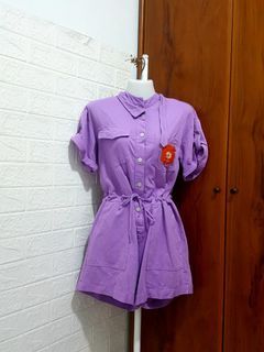 Violet purple jumpsuit casual look / jp import korea