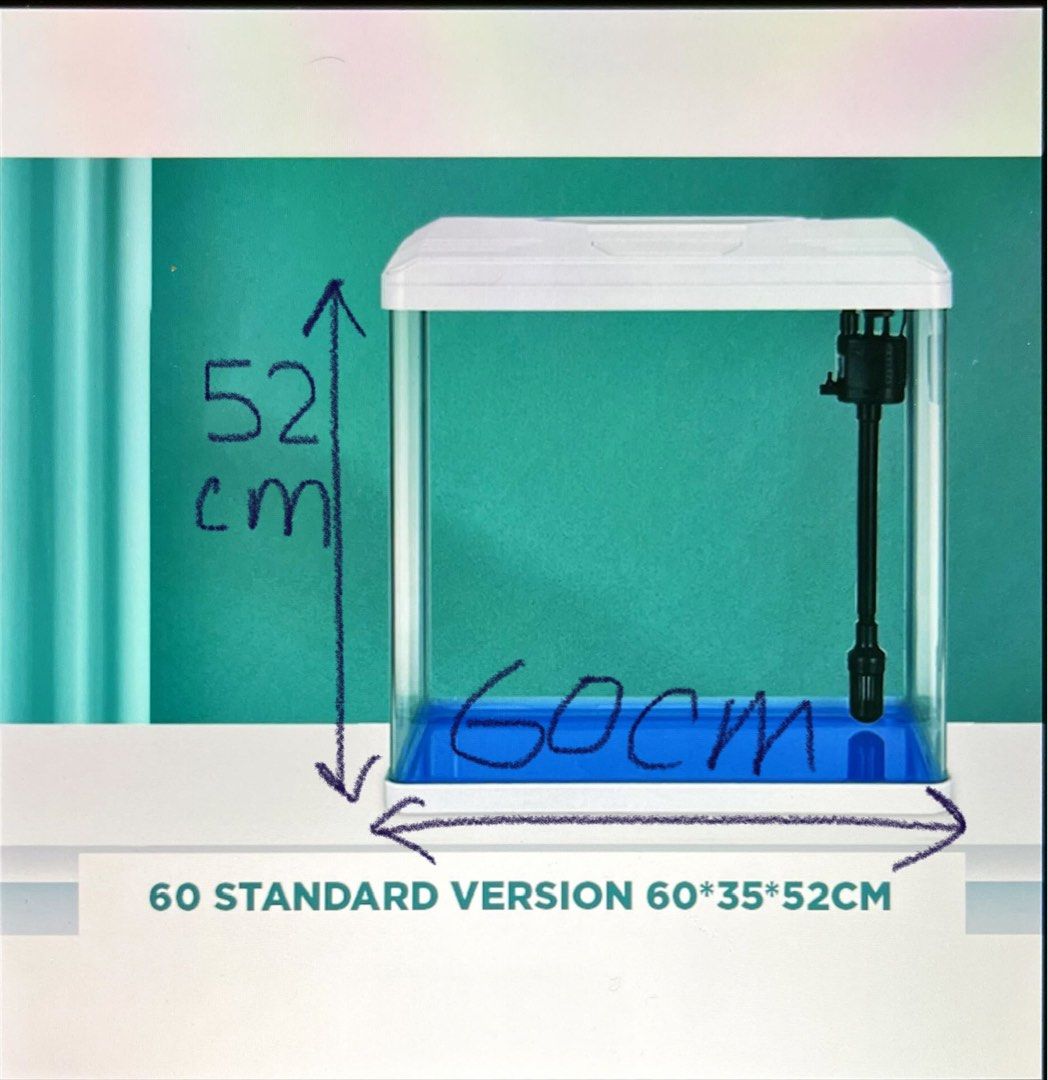 YEE Ecological Fish Tank, Glass Tank With Led Lights And Pump, Feeding