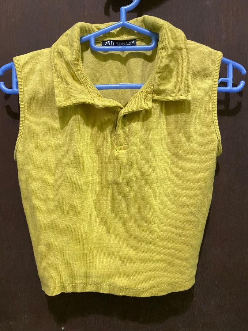 Yellow Zara Crop Top, Women's Fashion, Tops, Sleeveless on Carousell