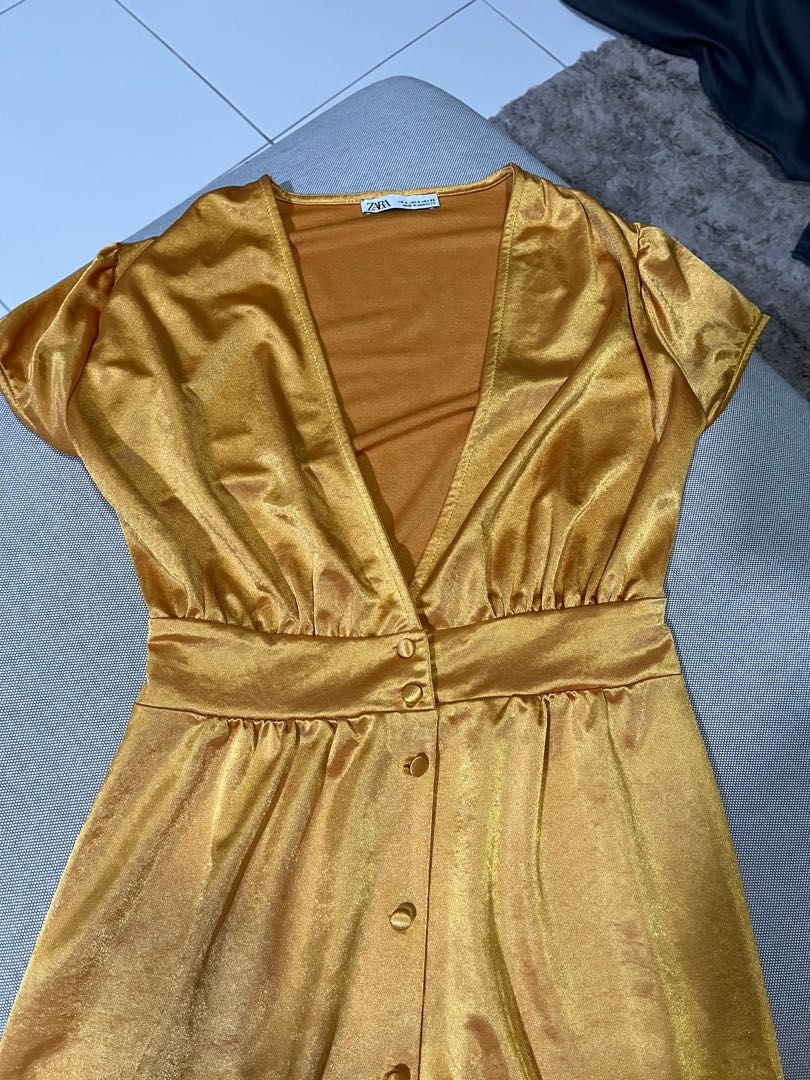 slim fit dress slacks Zara Gold Embroidered Midi Dress