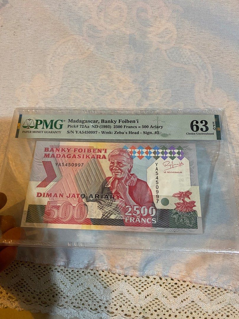 張法屬馬達加斯加2500法郎，售價850, 興趣及遊戲, 收藏品及紀念品, 錢幣- Carousell