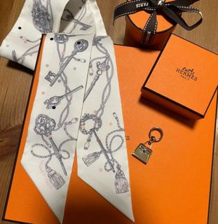 Hermes Les Cles a Pois Twilly 黑 白 藍 鑰匙 鎖匙64200166978434110