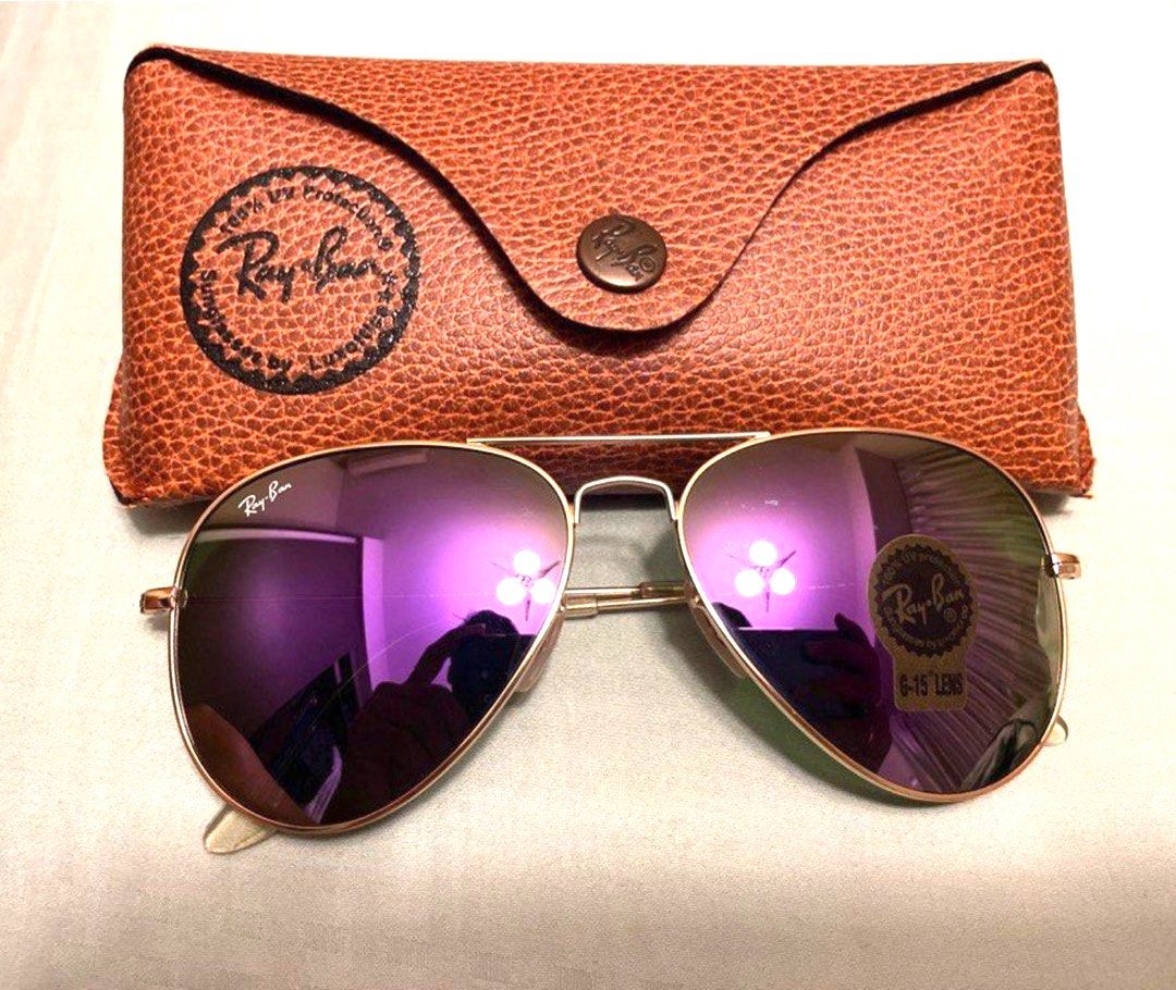 Rayban G15 Aviator Purple Fuchsia Mirror Lens Women S Fashion Watches Accessories Sunglasses Eyewear On Carousell