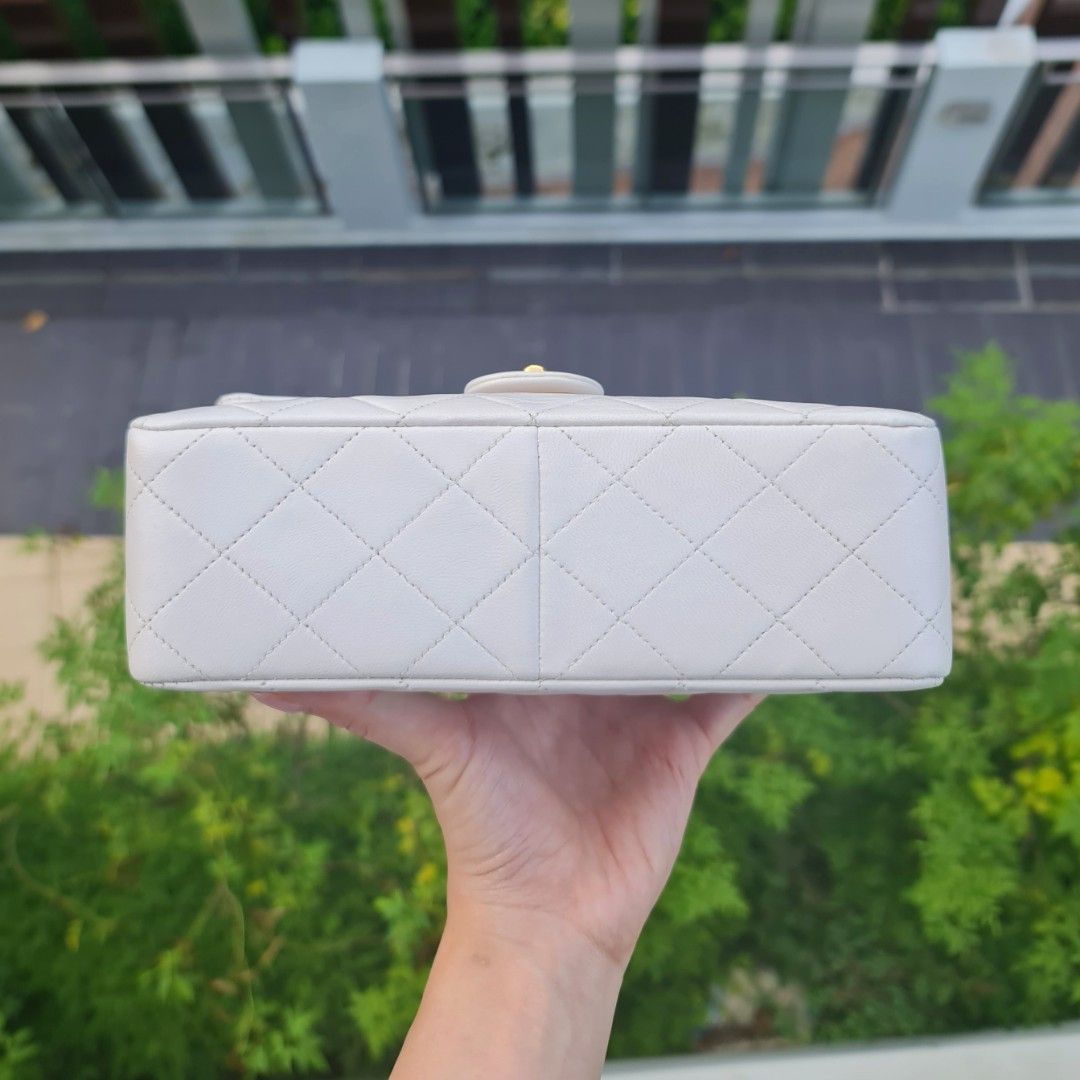 🤍 VINTAGE CHANEL 20CM MINI CLASSIC SQUARE FLAP BAG CF 20 CM WHITE