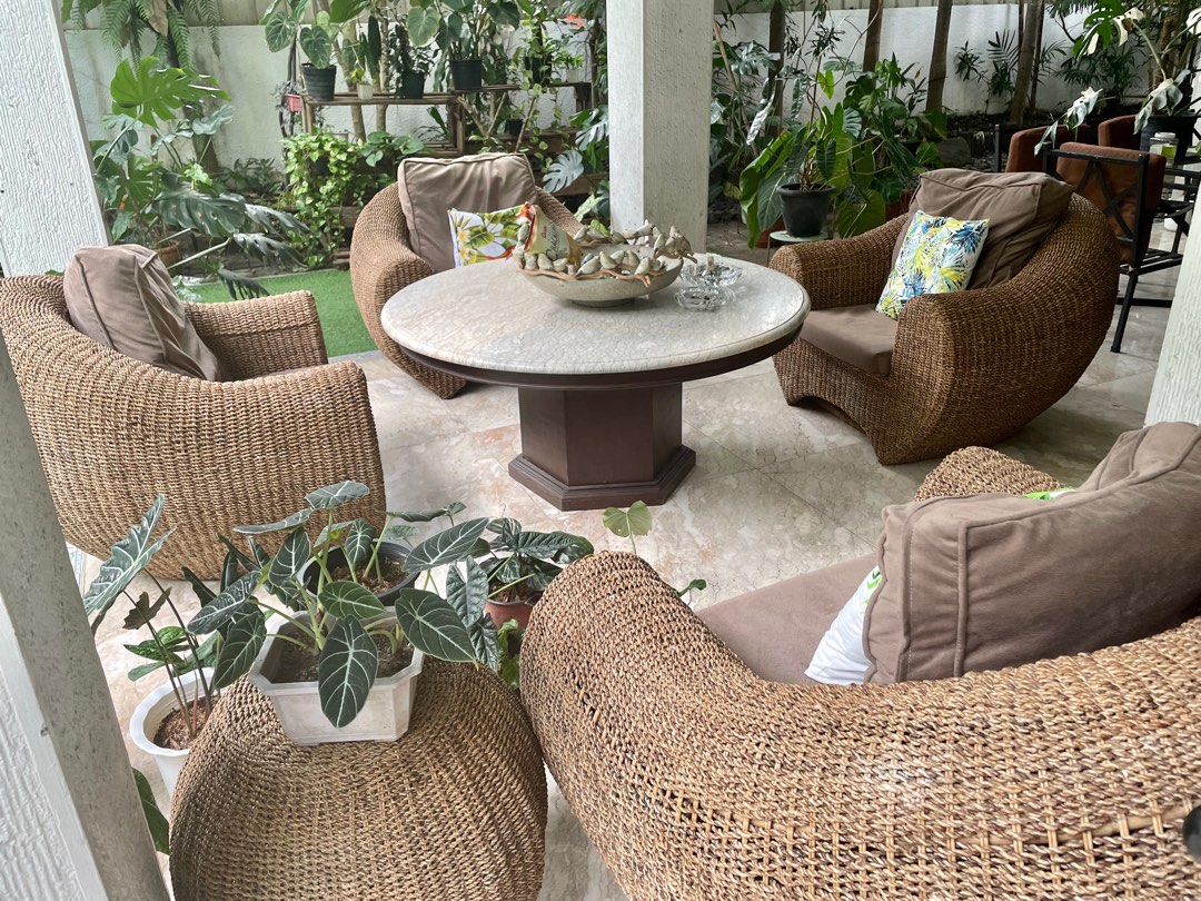 Abaca Lanai Chairs & Side Table, Furniture & Home Living, Outdoor