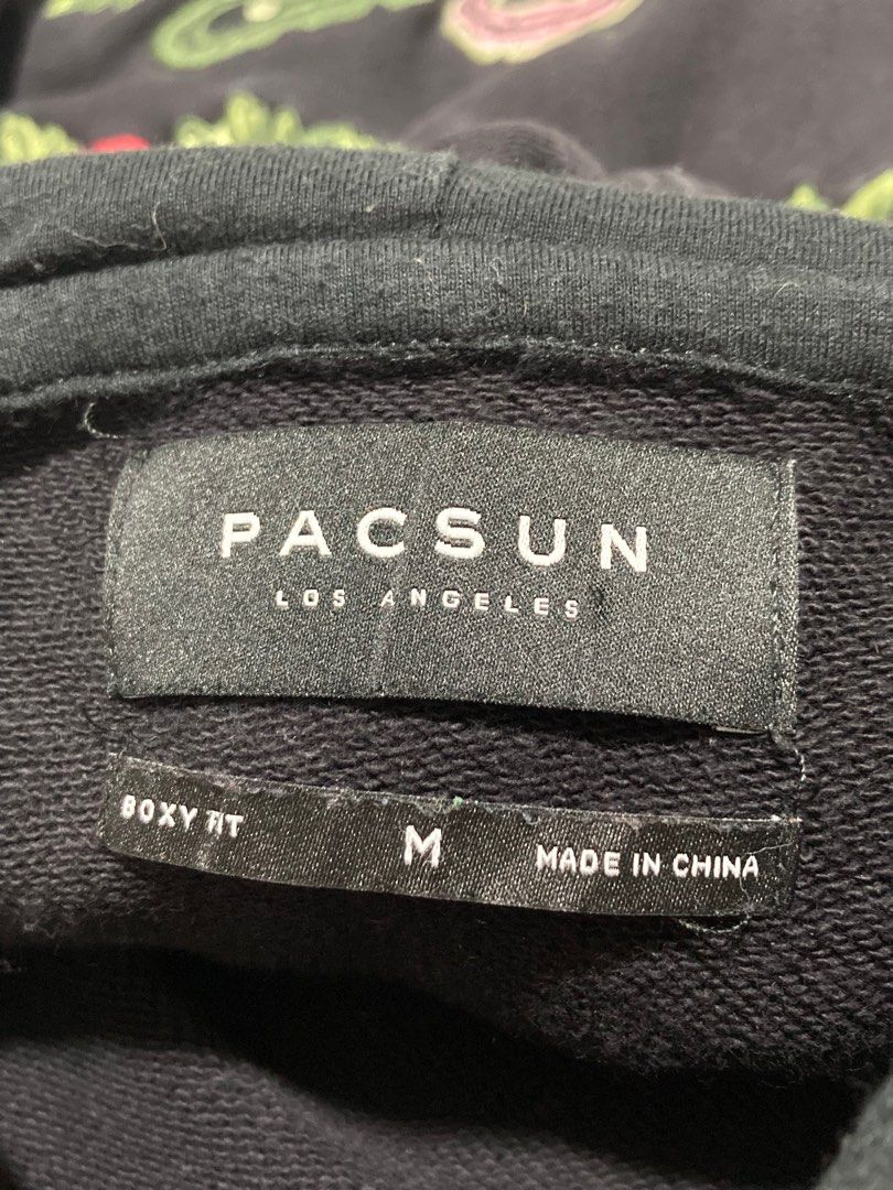 Authentic Pacsun Black Hoodie Embroidery Design Rose, Snake,Phoenix ...