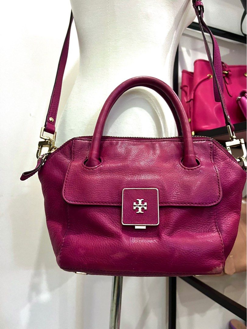 Authentic Tory Burch Clara Satchel in Fuchsia Pink