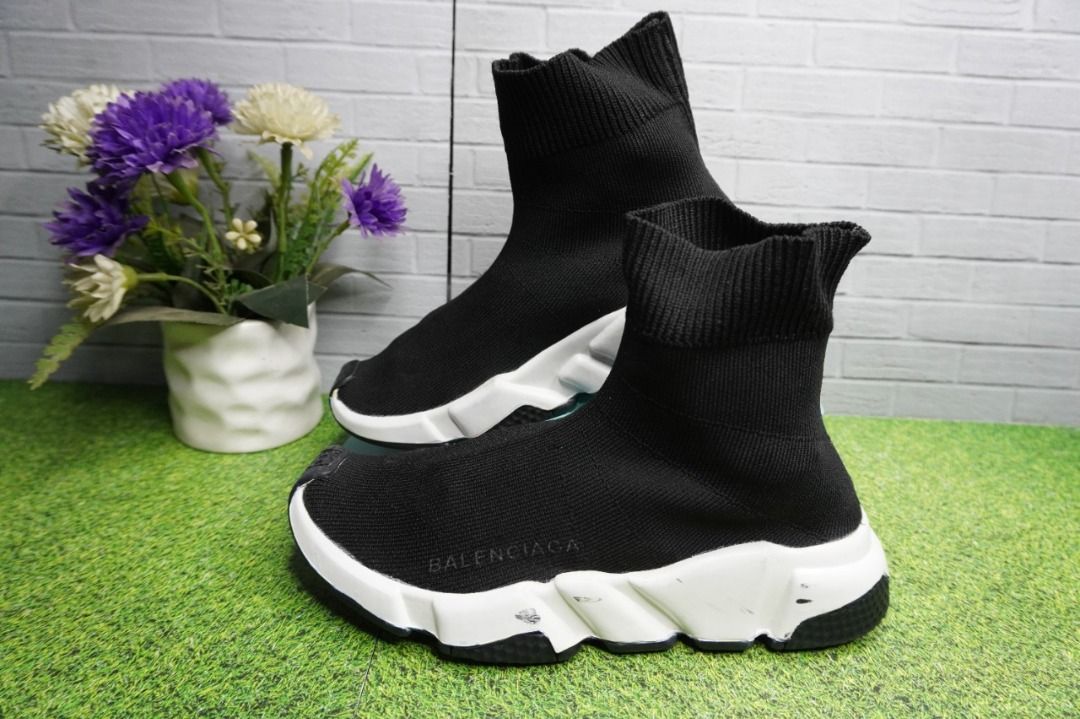 Balenciaga Unisex Stretch Mesh High Top Sneakers Black Size 35