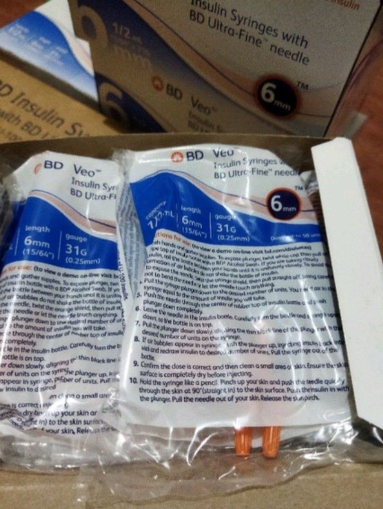 BD Ultra Fine Insulin Syringe with capacity 1/2ml 6mm length x31 G