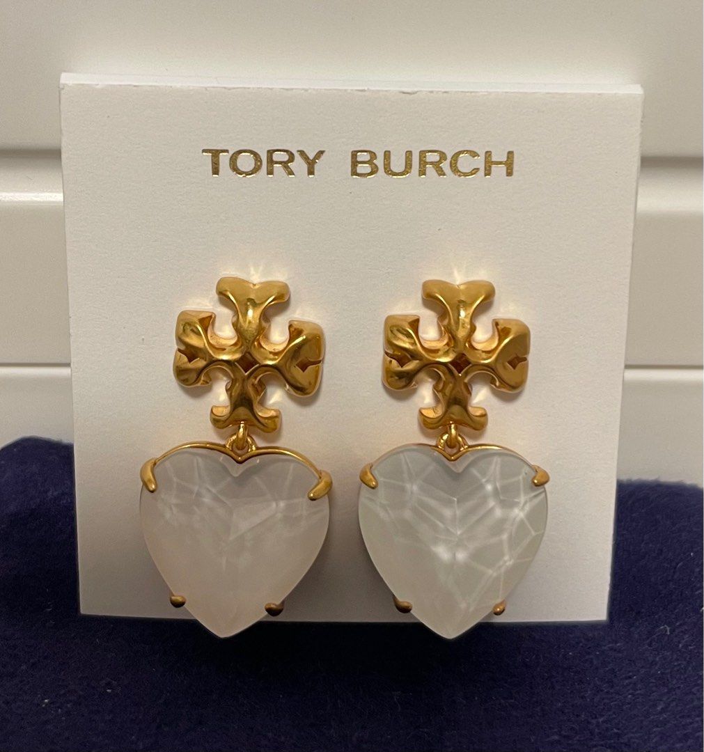 Tory burch carved shop kira heart earrings