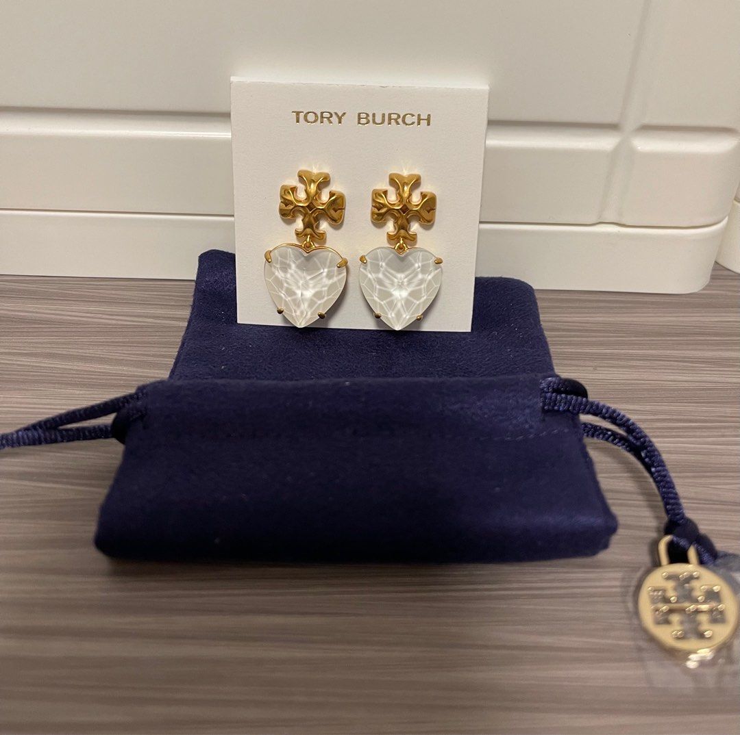 Tory burch carved outlet kira heart earrings