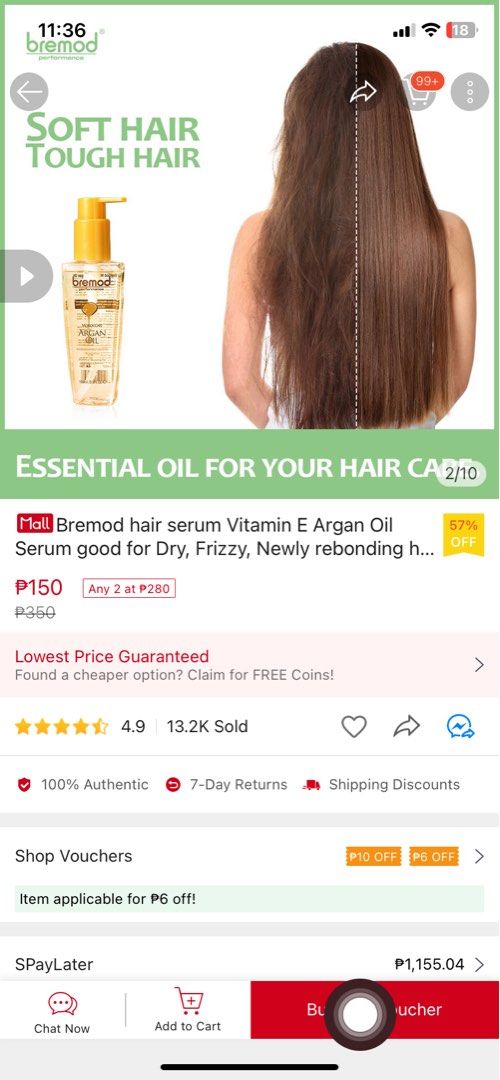 Bremod hair serum Vitamin E Argan Oil Serum good for Dry, Frizzy, Newly