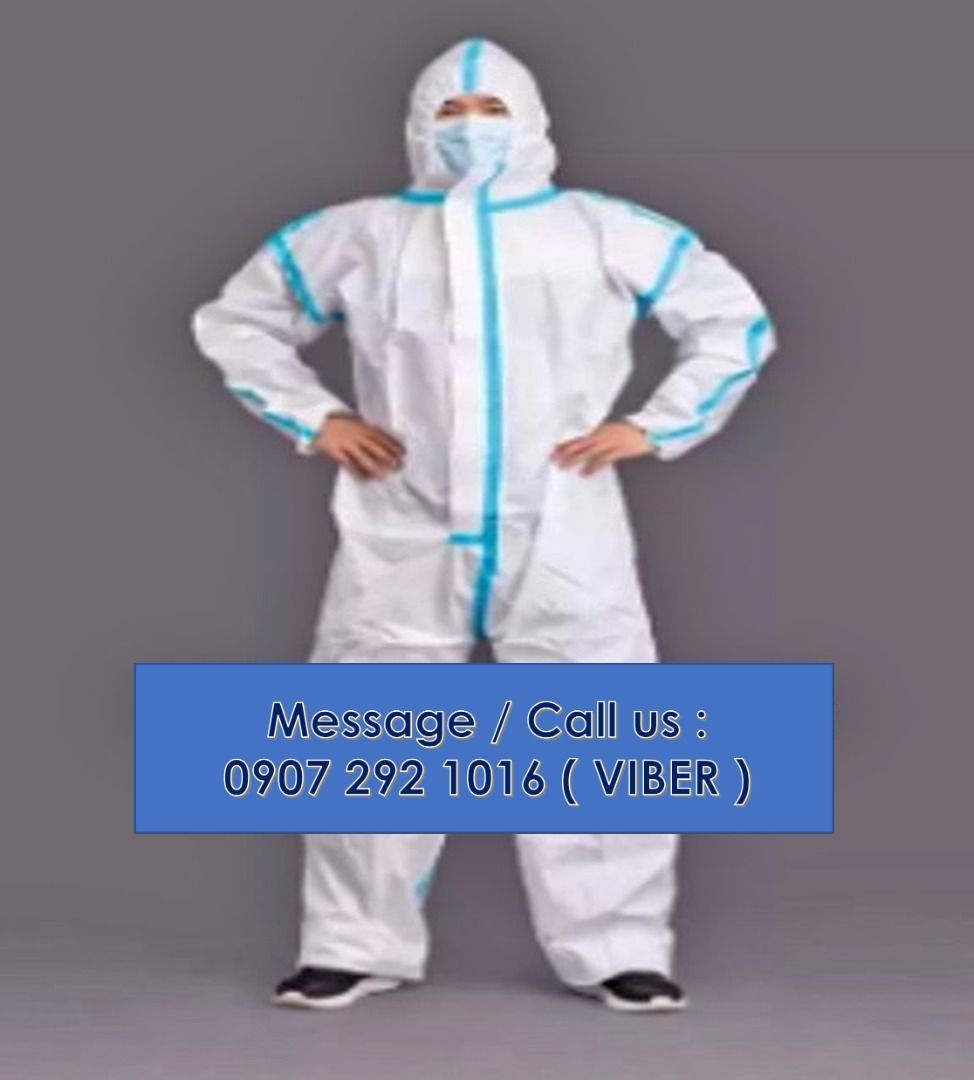 Bunny suit PPE w/blue tape 1, Health & Nutrition, Medical Supplies ...