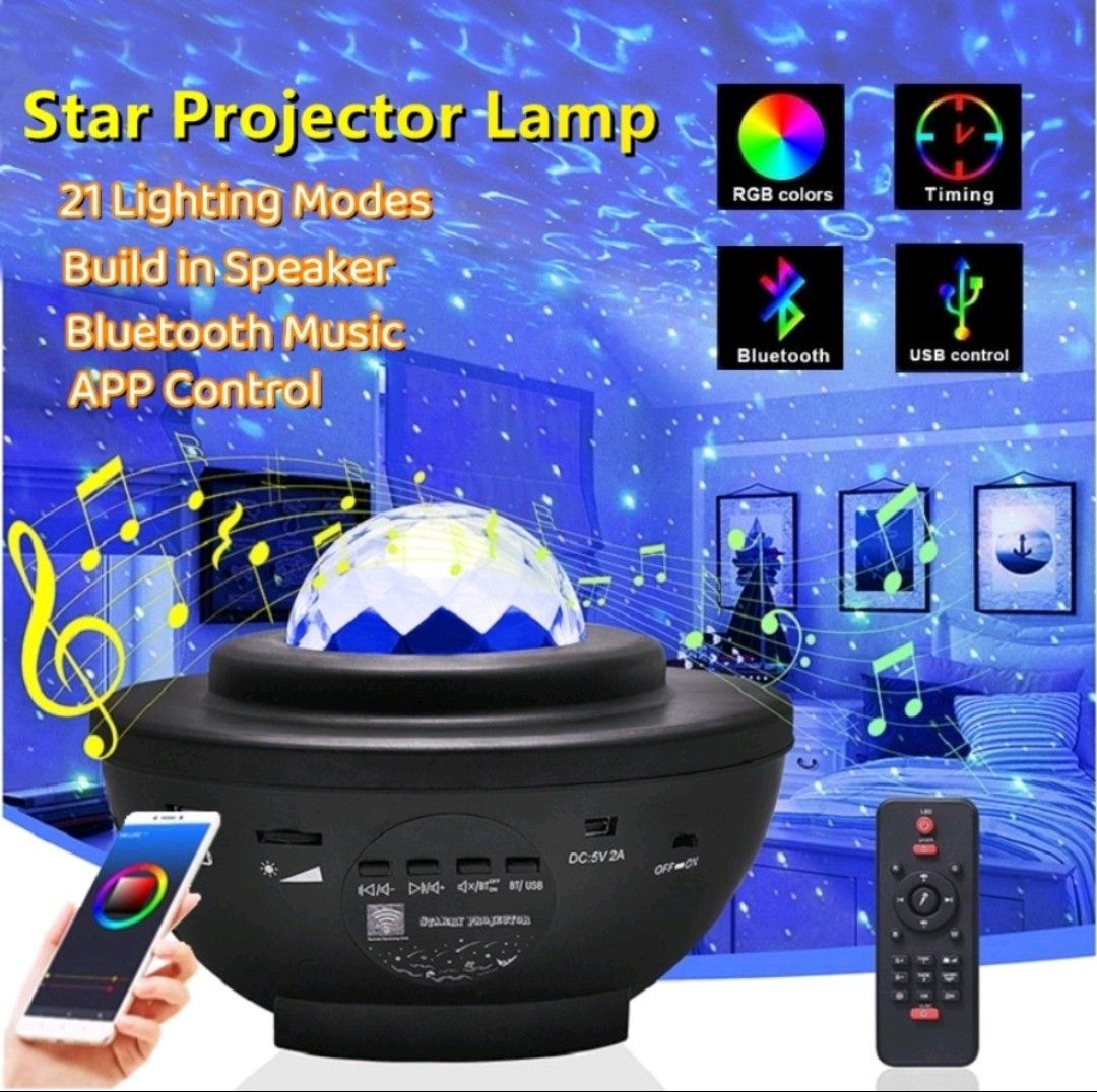 USB LED Galaxy Projector Night Light Cloud Ocean Wave Lamp Bluetooth  Speaker 