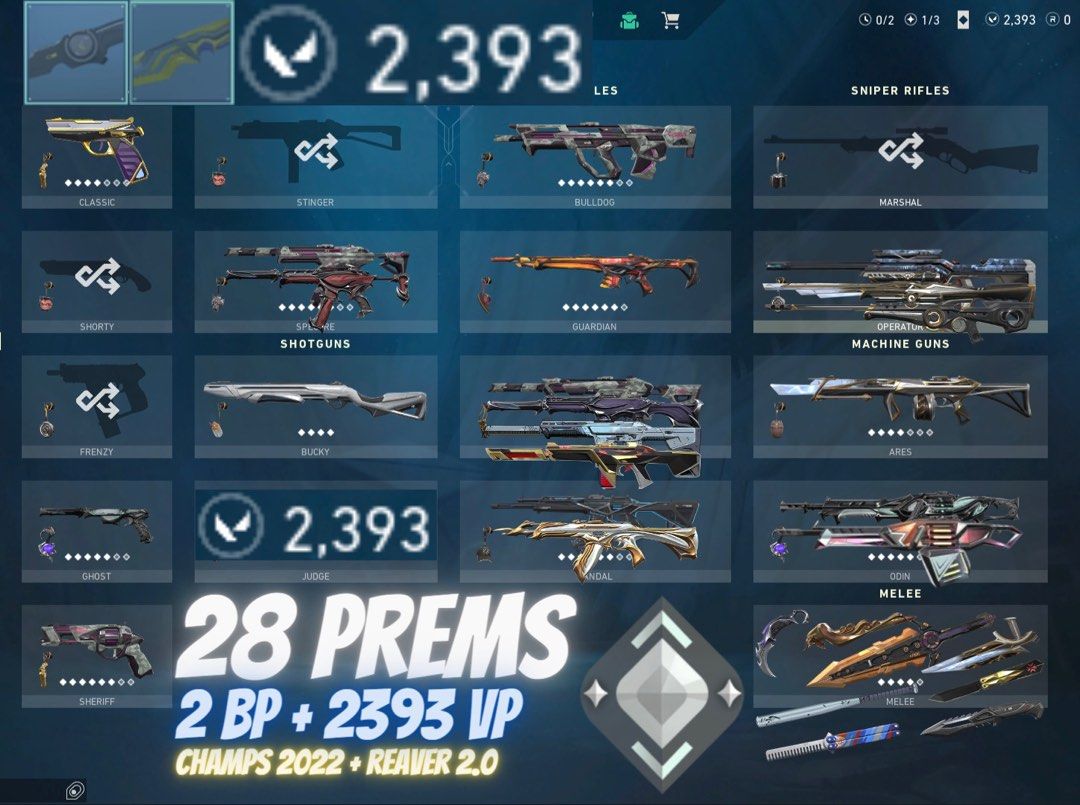 Champs 2022 + Protocol bundle 2393 VP unspent CHEAP VALORANT ACCOUNT