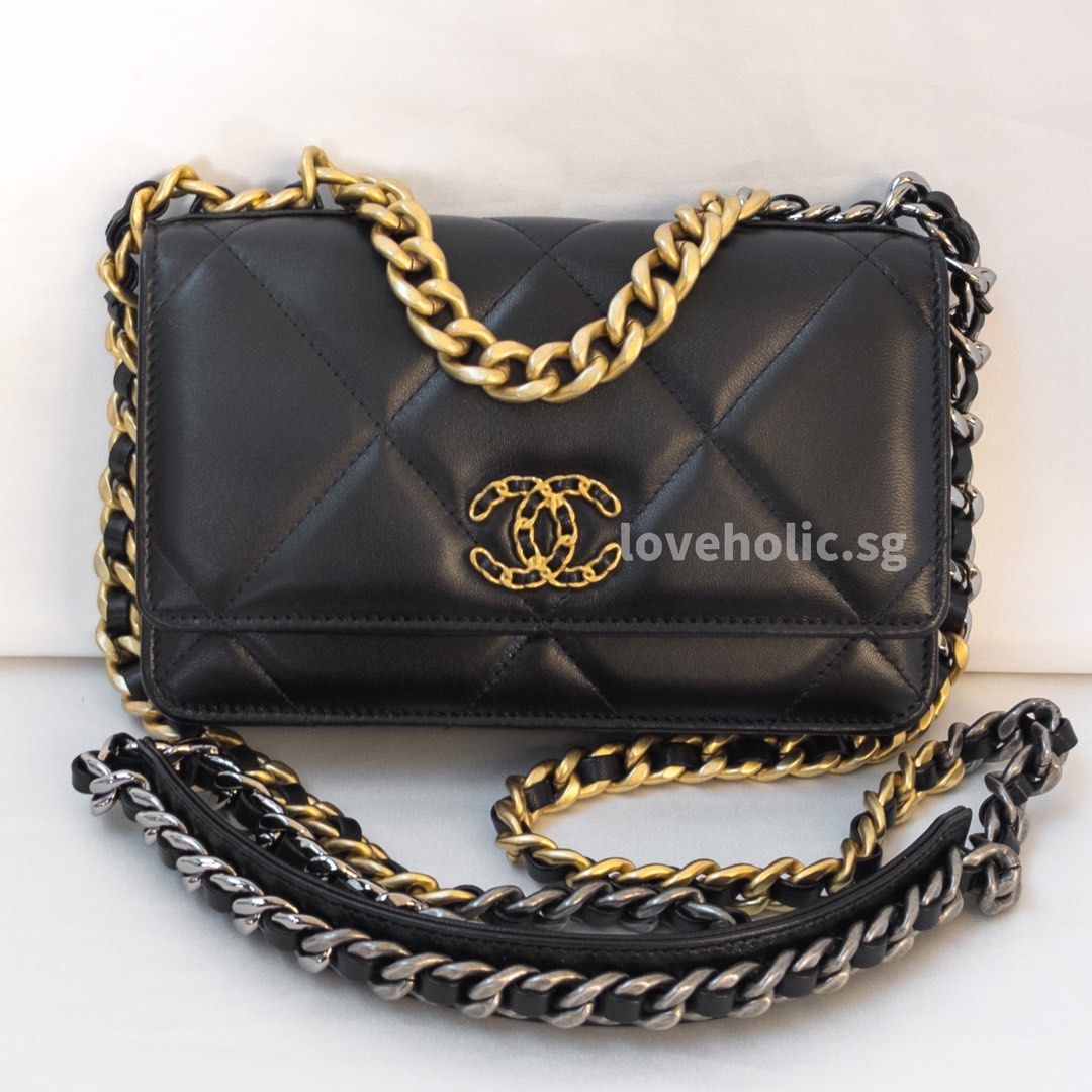 Chanel Chanel 19 Wallet on Chain | Black Lambskin Gold Hardware sku1459