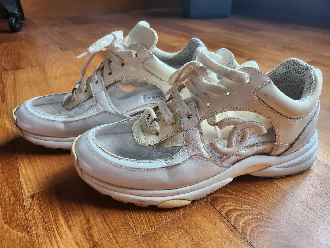 White clear chanel sneakers online