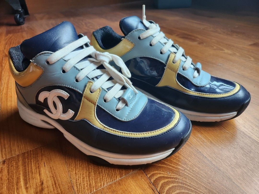 Blue and 2025 yellow chanel sneakers