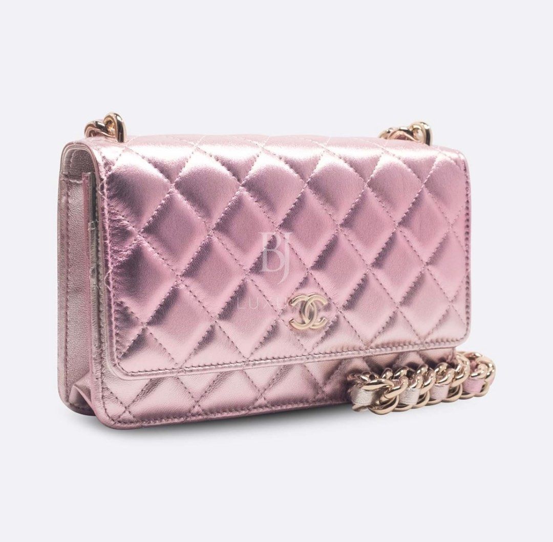 CHANEL WALLET ON CHAIN PINK IRIDESCENT LAMBSKIN, Luxury, Bags & Wallets on  Carousell