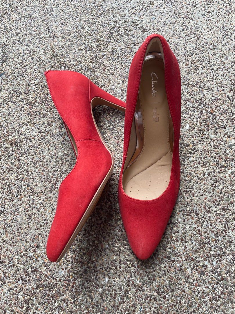 Clarks Red Heels Women s Fashion Footwear Heels on Carousell