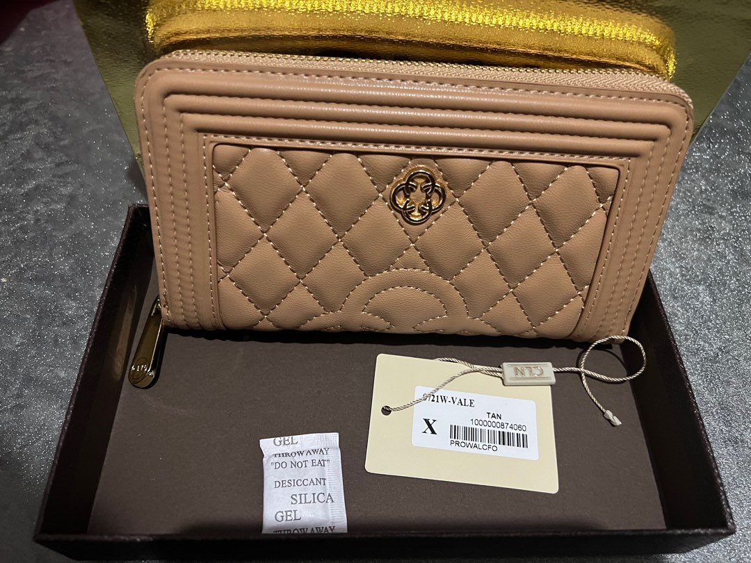 CLN Long Wallet Zipper Tan, Women's Fashion, Bags & Wallets, Wallets