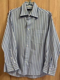 Glenn white shirt with blue stripes. Size 15