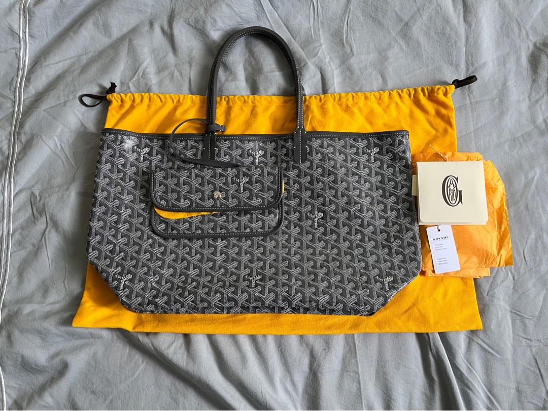 Goyard Goyardine Black Hand-Painted Coeur Ruban St. Louis GM Tote