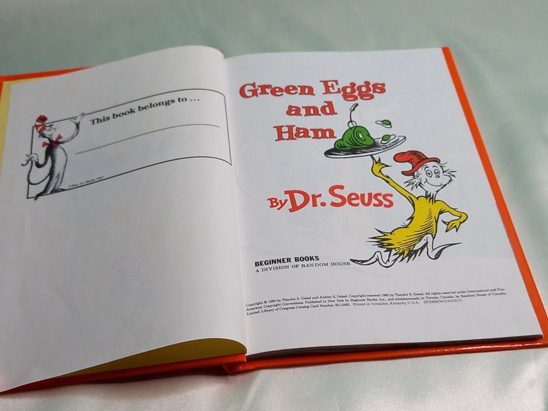 Green Eggs And Ham Book by Dr. Seuss (I CAN READ IT ALL BY MYSELF