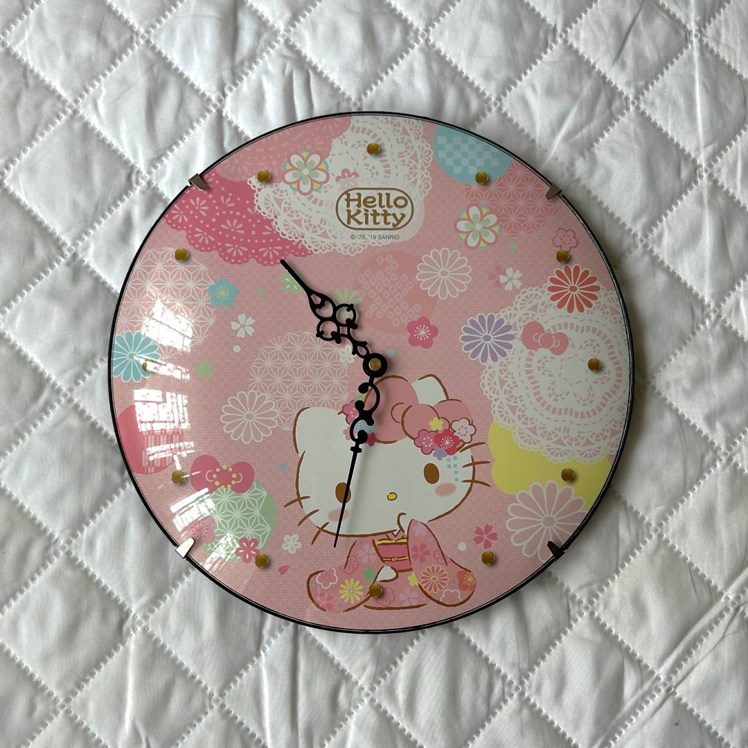 Hello Kitty Wall Clock, Furniture & Home Living, Home Decor, Clocks on