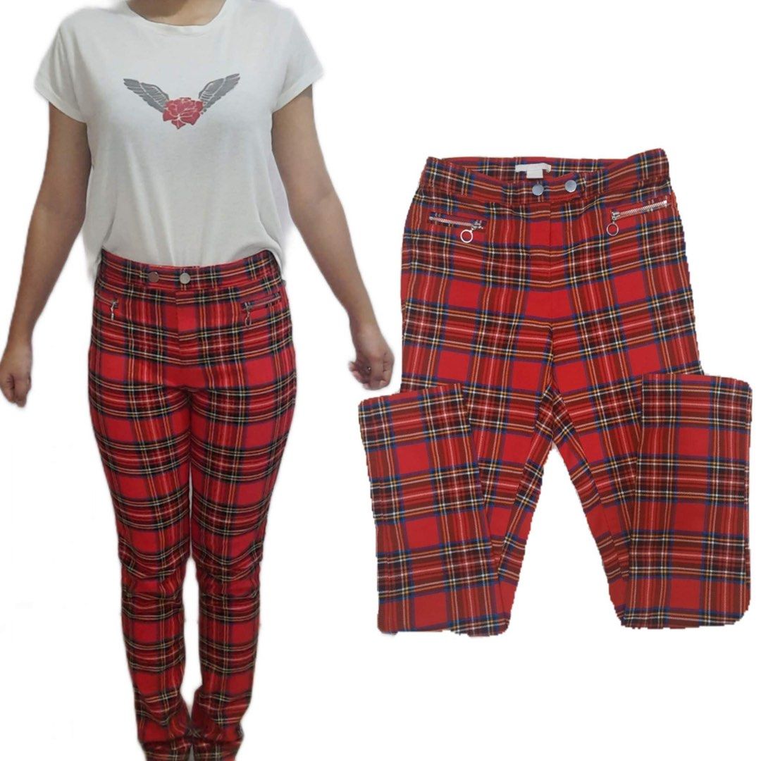 H&M Checkered Pants (Extra Small), Women's Fashion, Bottoms, Jeans on