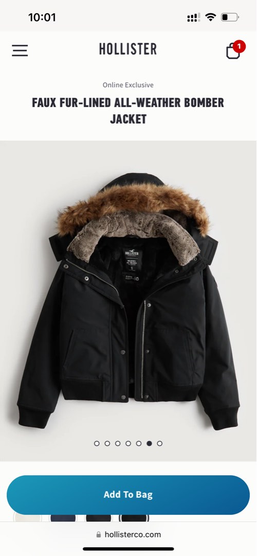 Hollister FAUX FUR-Lined All-weather bomber jacket, 女裝, 外套及戶外衣服- Carousell