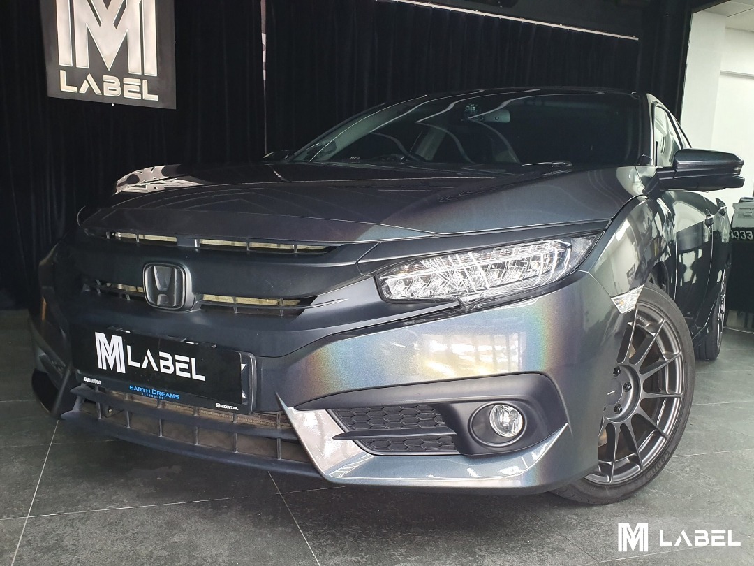 Honda Civic Full Vinyl Wrap Diamond Laser Grey, Car Accessories, Car