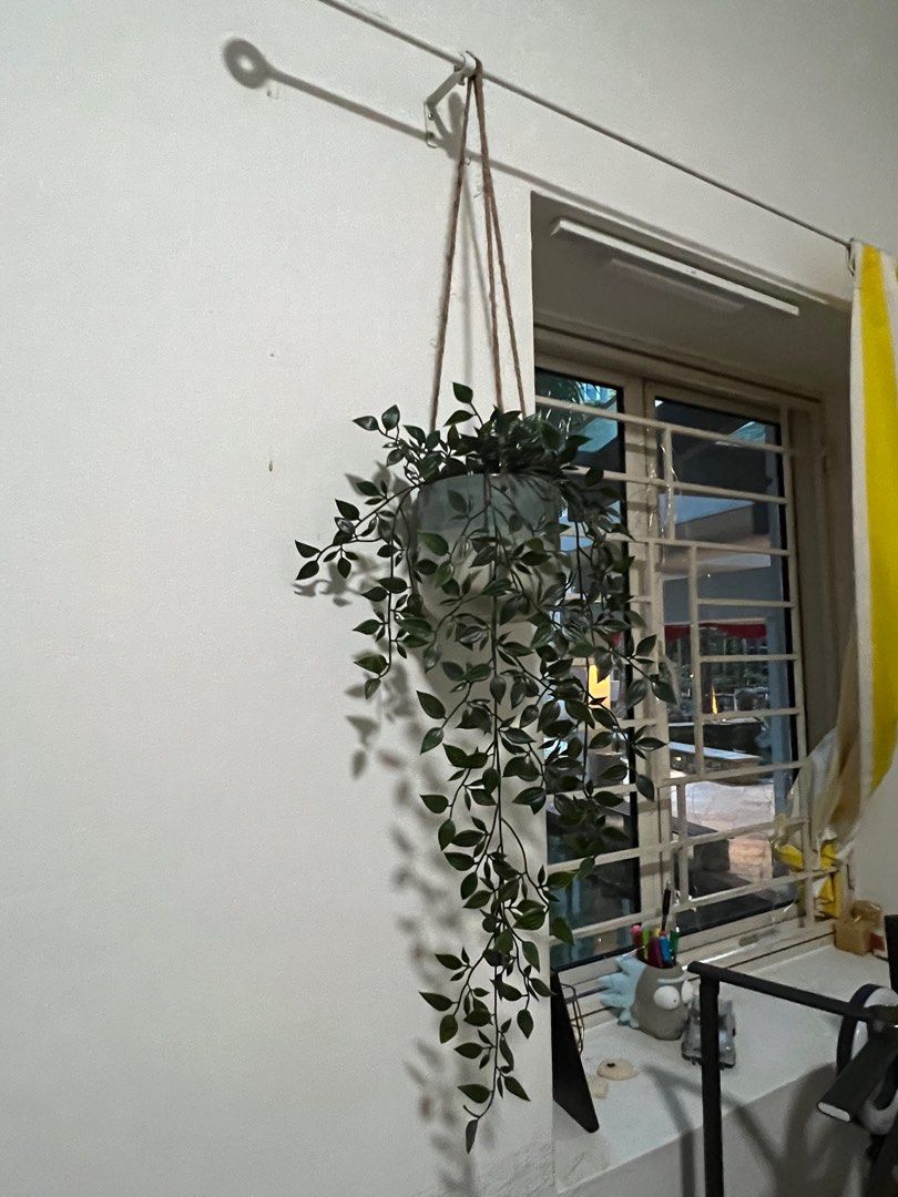 Stylish Ikea hanging pot with fake plant, Furniture & Home Living, Home