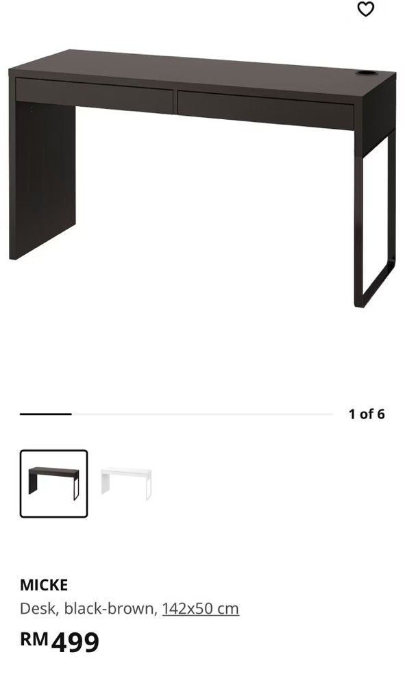 Ikea micke desk / study table, Furniture & Home Living, Furniture