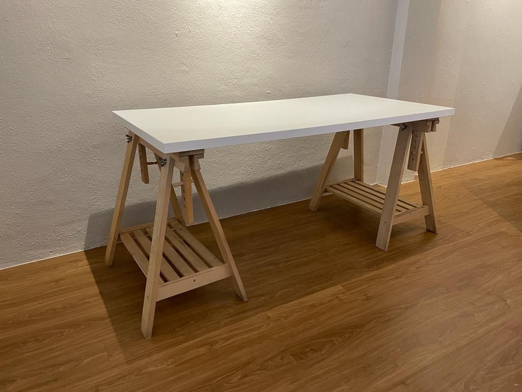 IKEA MITTBACK wooden trestle with table top, Furniture & Home Living