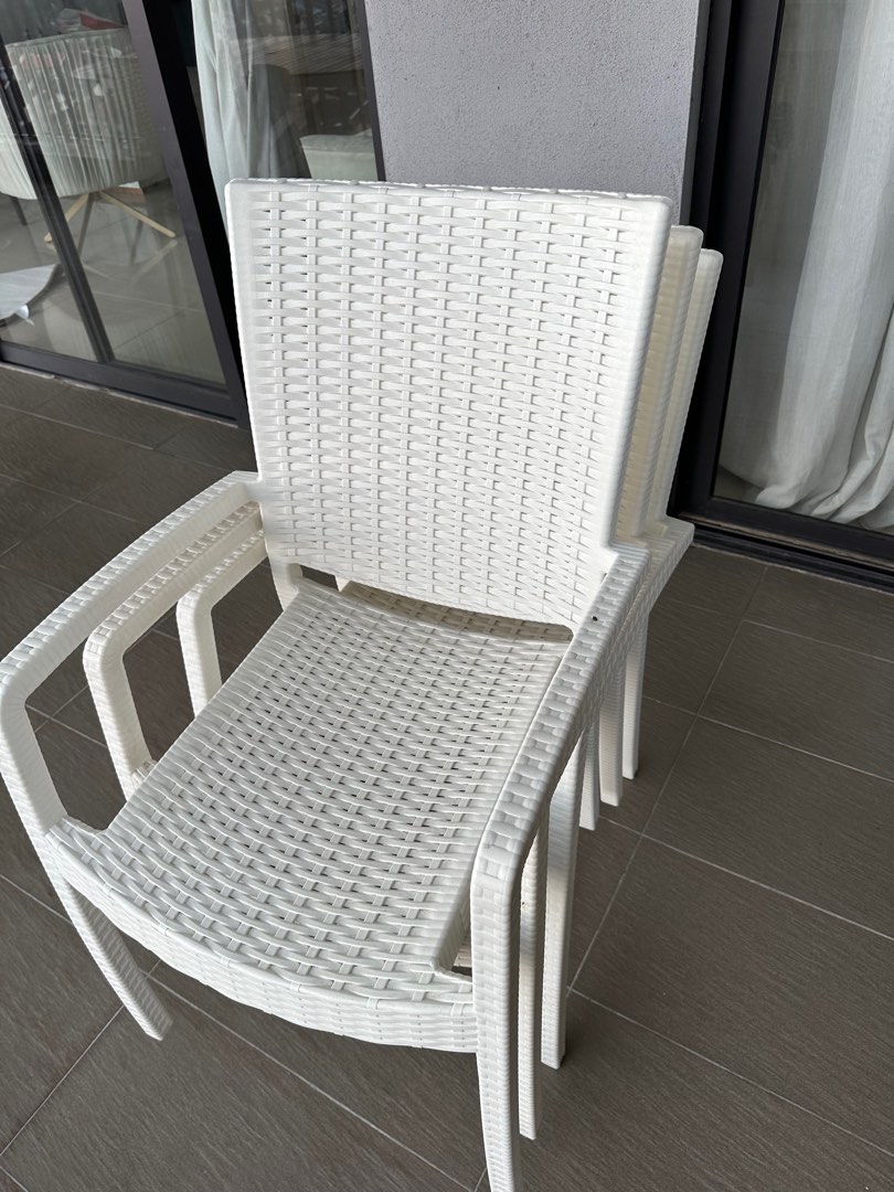 IKEA outdoor chairs in white, Furniture & Home Living, Outdoor