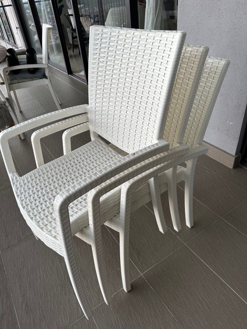 IKEA outdoor chairs in white, Furniture & Home Living, Outdoor