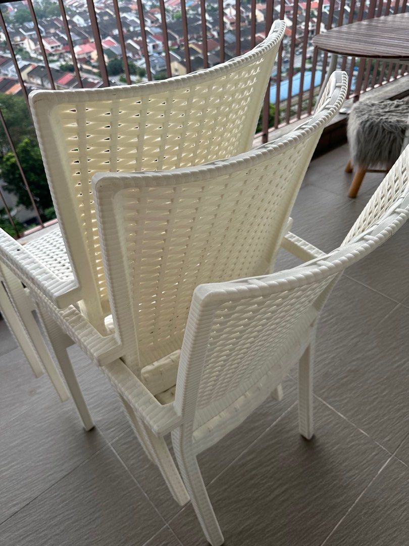 IKEA outdoor chairs in white, Furniture & Home Living, Outdoor
