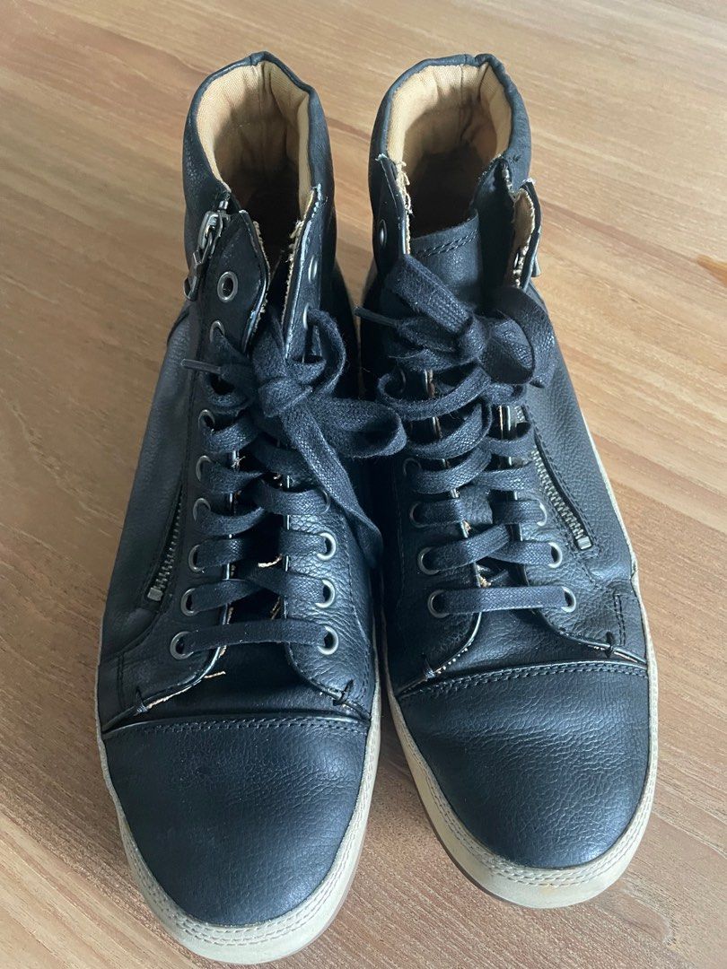 John Varvatos high top leather sneakers Men s Fashion Footwear
