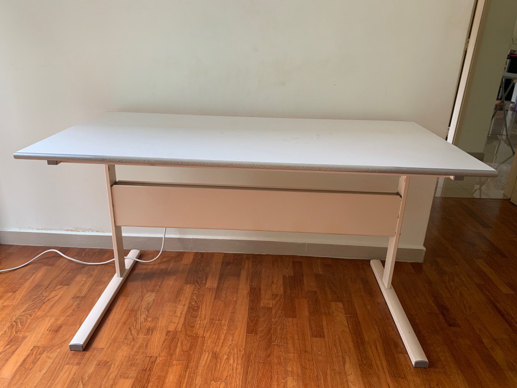 Large white study table, Furniture & Home Living, Furniture, Tables ...