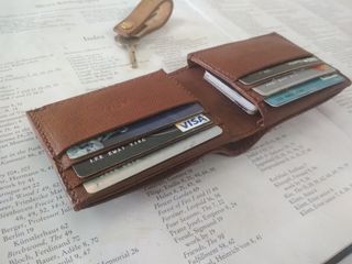 "leather handmade  simple wallet" *fitted 18++ card