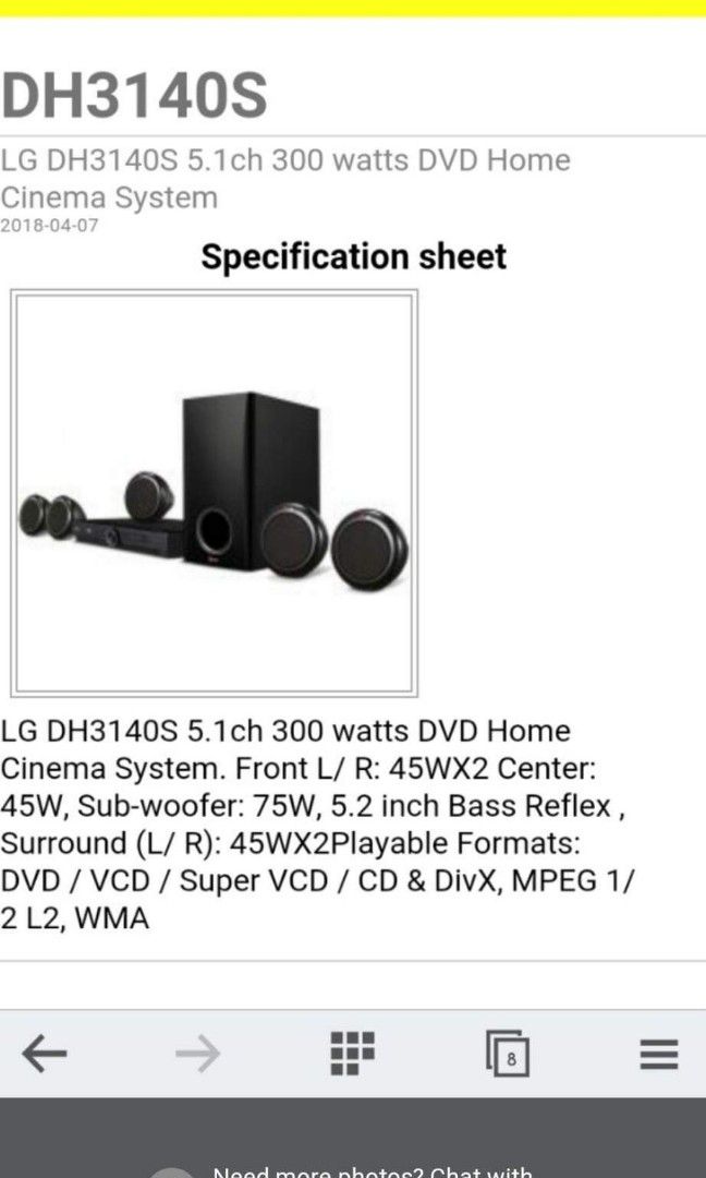 Lg home theater 5.1 surround sound speakers, Audio, Soundbars, Speakers