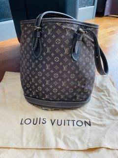 Louis Vuitton Ebene Monogram Mini Lin Canvas Petit Bucket in Brown