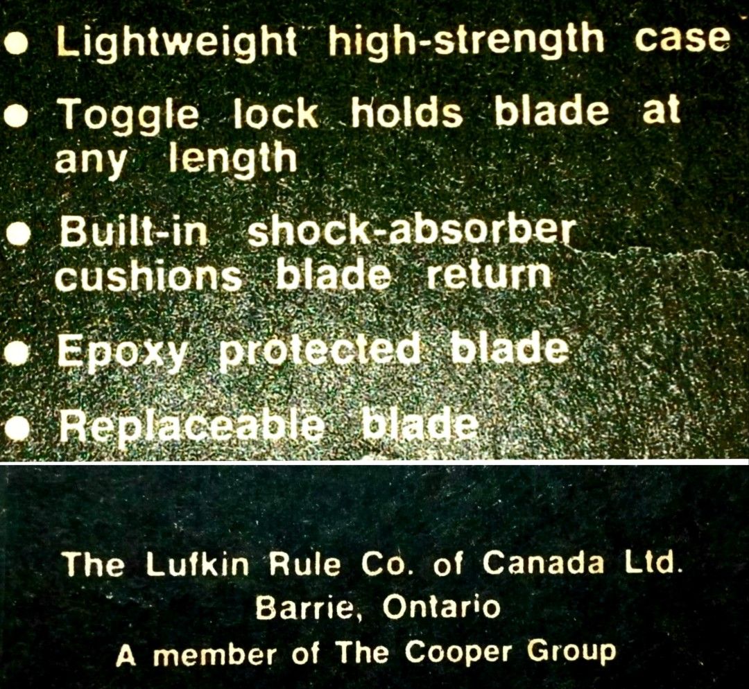 Lufkin Measuring Tape -- Made in Canada (Category: Construction Tools & Equipment) located in Manila. Submitted by expatcollections (Listing ID 1207648719, Image 3). Description: Lufkin model Y23ME steel measuring tape Original, 100% Made in Canada Brand-New, old stock condition Max. Length = 3 meters = 10 feet Dual unit system = inches + centimeters See and test to appreciate better! (RFS: Decluttering).