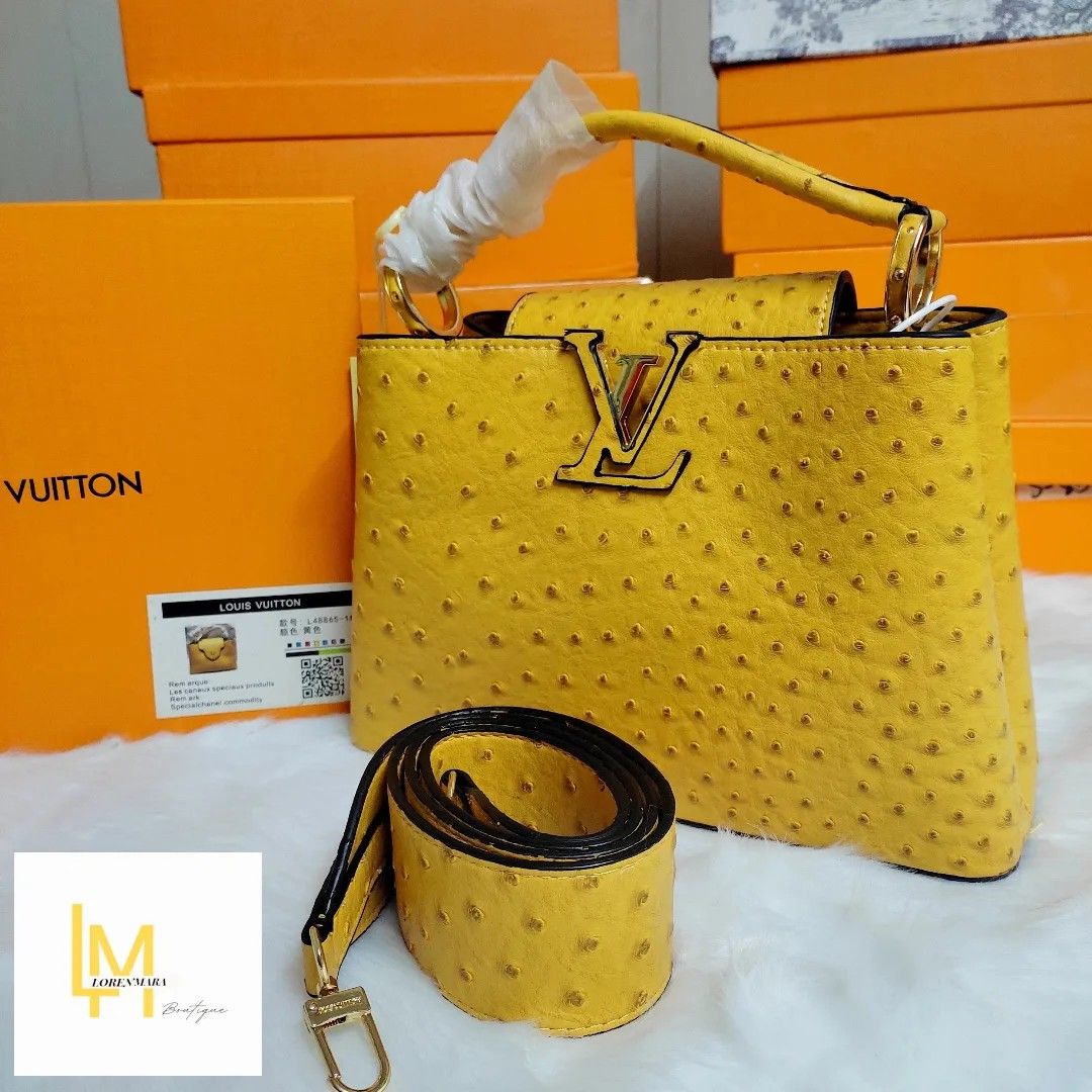 LV CAPUCINES BB YELLOW GOLD CROCODILIEN, Luxury, Bags & Wallets on