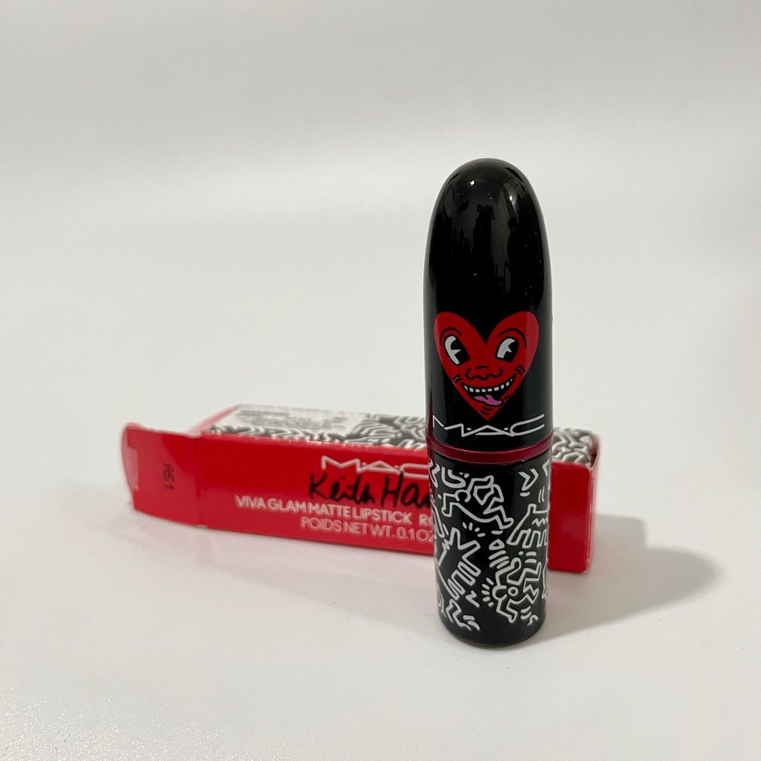 MAC Viva Glam x Keith Haring Lipstick (Authentic) (Category: Makeup) located in Manila. Submitted by dr.jean (Listing ID 1207528694, Image 2). Description: Shade: Red Haring Authentic. Check photo of box Retails at Php1200++ RFS: Decluttering .
